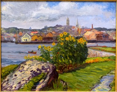 Sunflowers, Rocky Neck, by John Sloan, c. 1914, oil on canvas - Cape Ann Museum - Gloucester, MA - DSC01481