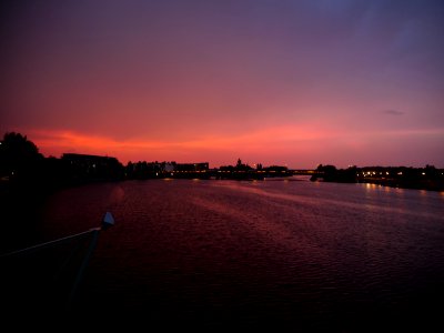 Sunset with rising thunderstorm from Spandauer-See-Brücke 2019-06-11 05