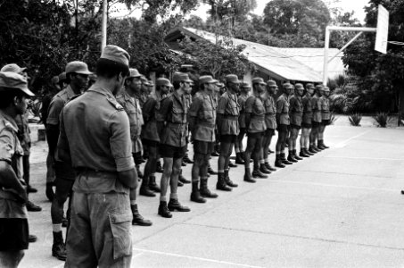Suriname, Surinaamse leger peloton staat aangetreden, Bestanddeelnr 927-8363