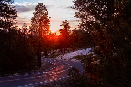 Sunset landscape road photo