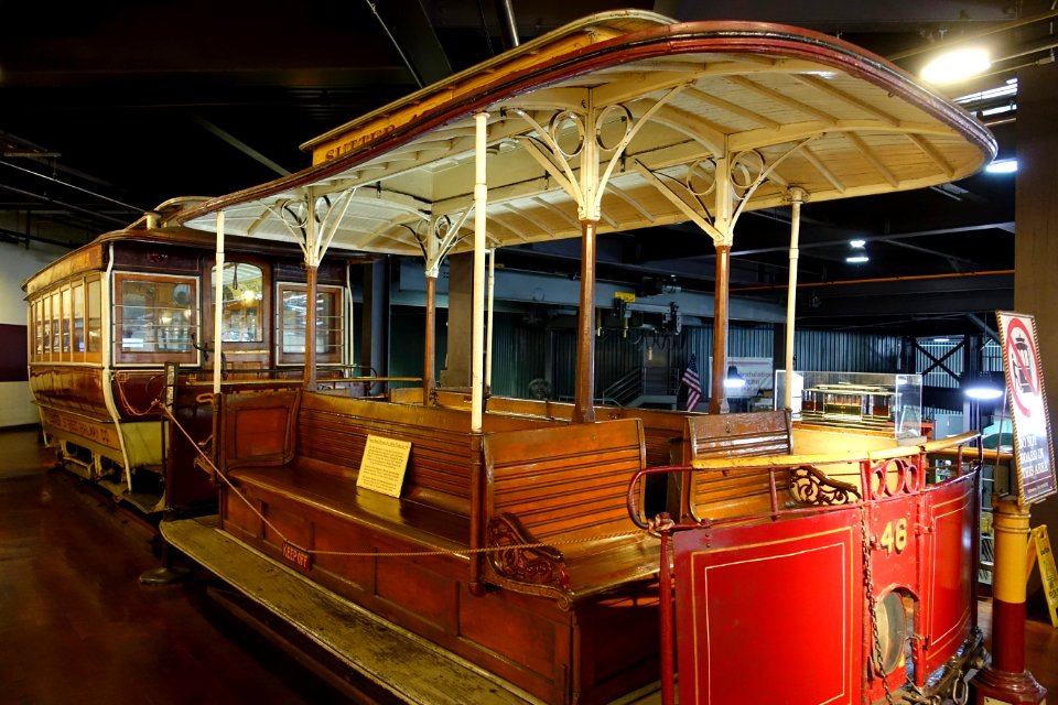 Sutter Street Dummy No. 46 and Trailer No. 54 - San Francisco Cable Car Museum - San Francisco, CA - DSC04013