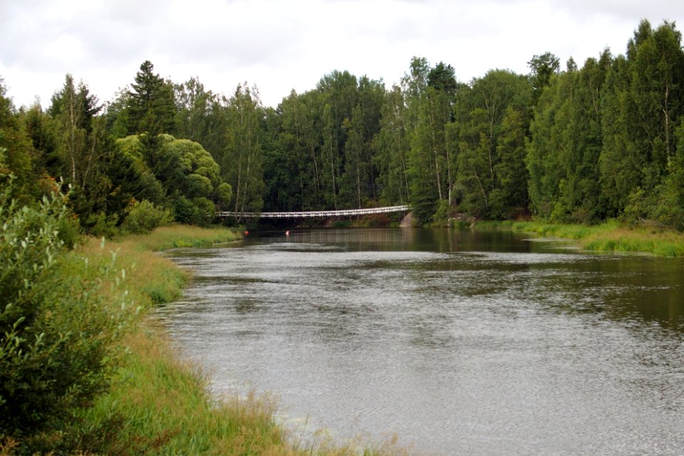Suspended pedestrian bridge at former Kyttälä sawmill in Kokemäki Finland