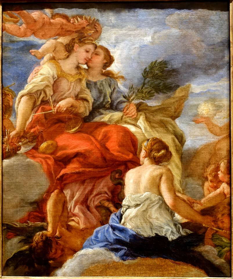 Study for 'Justice, Peace, and Truth' (Sant'Agnese in Agone, Rome) by Giovanni Battista Gaulli, called Baciccio, c. 1666-1672, oil on canvas - Blanton Museum of Art - Austin, Texas - DSC08002