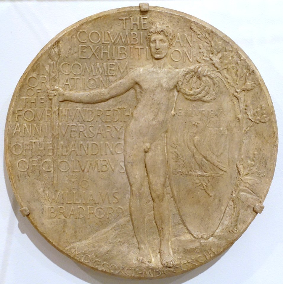 Study for the World's Columbian Exposition Commemorative Presentaton Medal (reverse), Louis Saint-Gaudens, 1893, plaster - Fogg Art Museum, Harvard University - DSC01437
