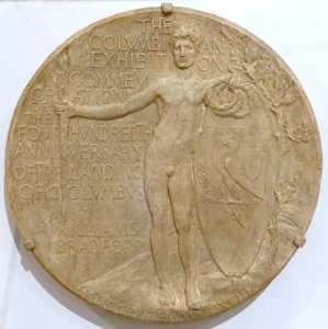 Study for the World's Columbian Exposition Commemorative Presentaton Medal (reverse), Louis Saint-Gaudens, 1893, plaster - Fogg Art Museum, Harvard University - DSC01437
