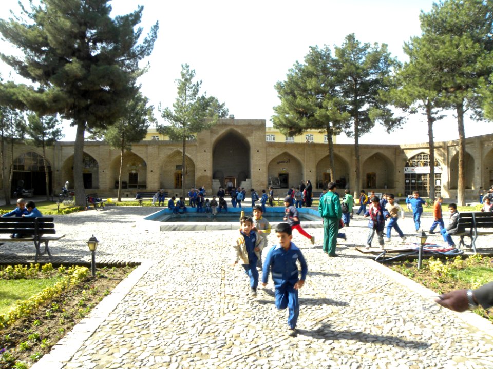 Students in Shah Abbasi caravansary of Nishapur 01