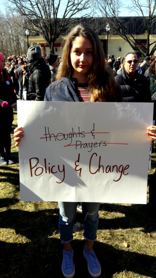 Student protester with sign Morristown New Jersey student protest March 24 2018 7 of 15