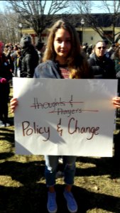 Student protester with sign Morristown New Jersey student protest March 24 2018 7 of 15 photo
