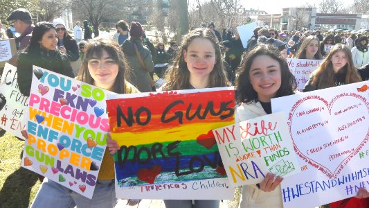 Student protesters with placards at the Morristown New Jersey student protest March 24 2018 9 of 15