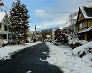 Summit New Jersey street after a snowfall photo