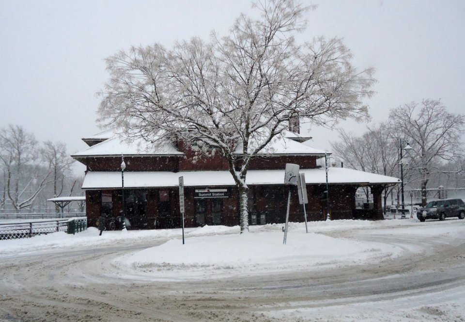 Summit New Jersey train station after snowfall