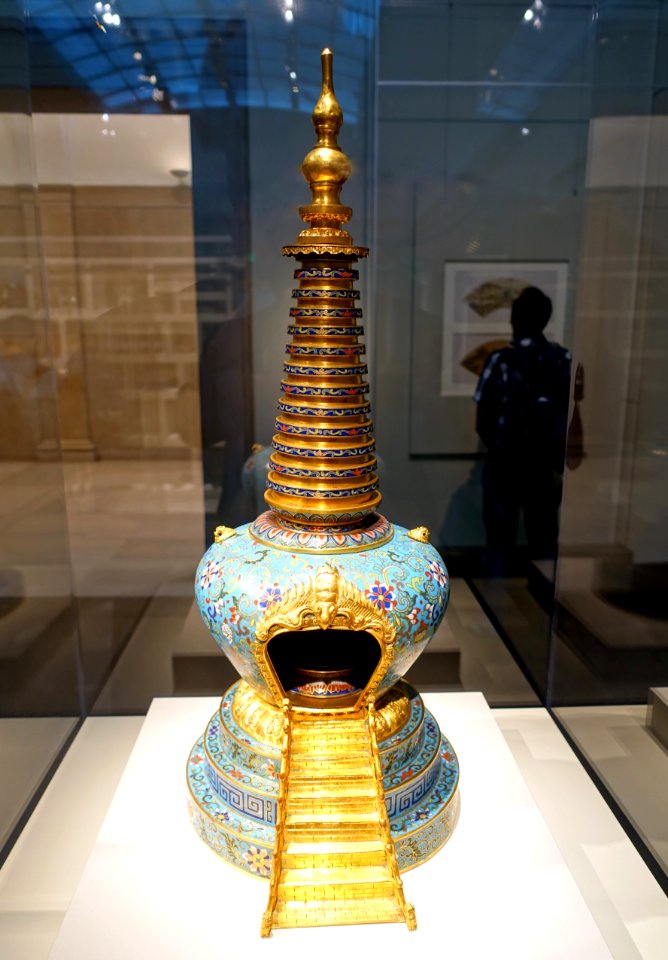 Stupa, China, probably Beijing, Qing dynasty, Qianlong period, 1735-1796 AD, cloisonne, view 1 - Freer Gallery of Art - DSC04964