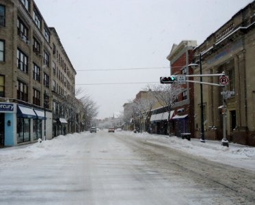 Summit New Jersey Springfield Avenue snowfall buildings traffic lights