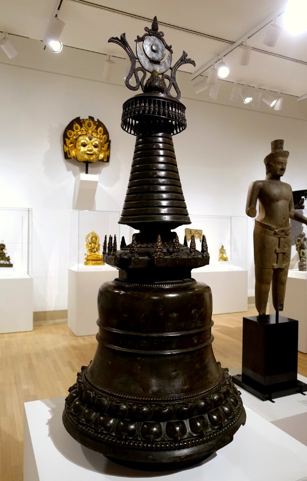 Stupa (chorten), Tibet, 1100s-1300s AD, bronze, trace metals - Dallas Museum of Art - DSC05026