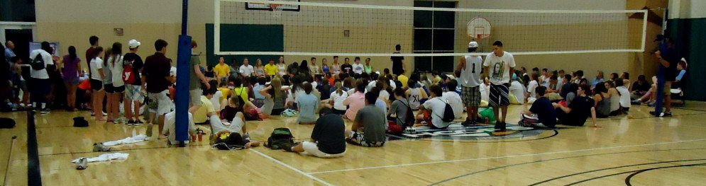 Summit high school students post-graduation hypnotism event in gym