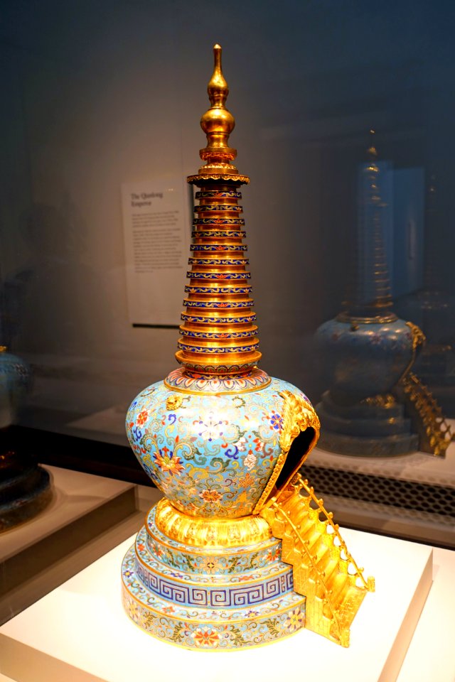 Stupa, China, probably Beijing, Qing dynasty, Qianlong period, 1735-1796 AD, cloisonne, view 2 - Freer Gallery of Art - DSC04962
