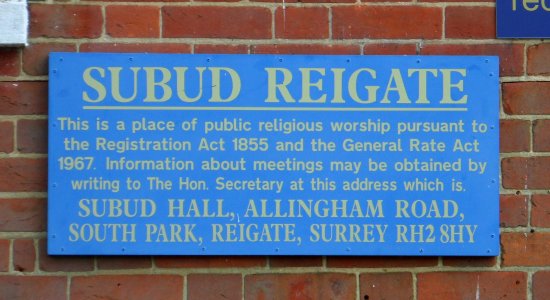 Subud Hall (Former Congregational Chapel), Allingham Road, South Park, Reigate (June 2013) (Sign)