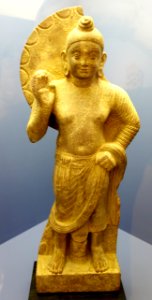 Standing Buddha, Mathura, India, 1-99 AD, sikri sandstone - Fitchburg Art Museum - DSC08847