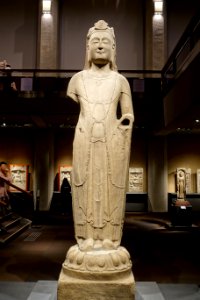 Standing Avalokitesvara, Hebei province, China, Sui dynasty, dated 585 AD, marble - Tokyo National Museum - Tokyo, Japan - DSC08733