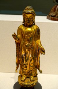 Standing Buddha, Korea, Unified Silla dynasty, 800s AD, gilt bronze - Tokyo National Museum - Tokyo, Japan - DSC08250