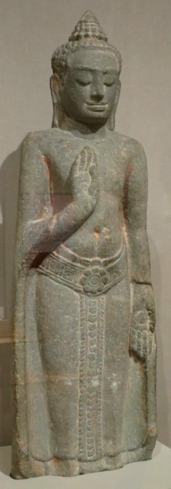 Standing Buddha from Thailand, Angkor kingdom, Lopburi style, 13th century, stone, HAA