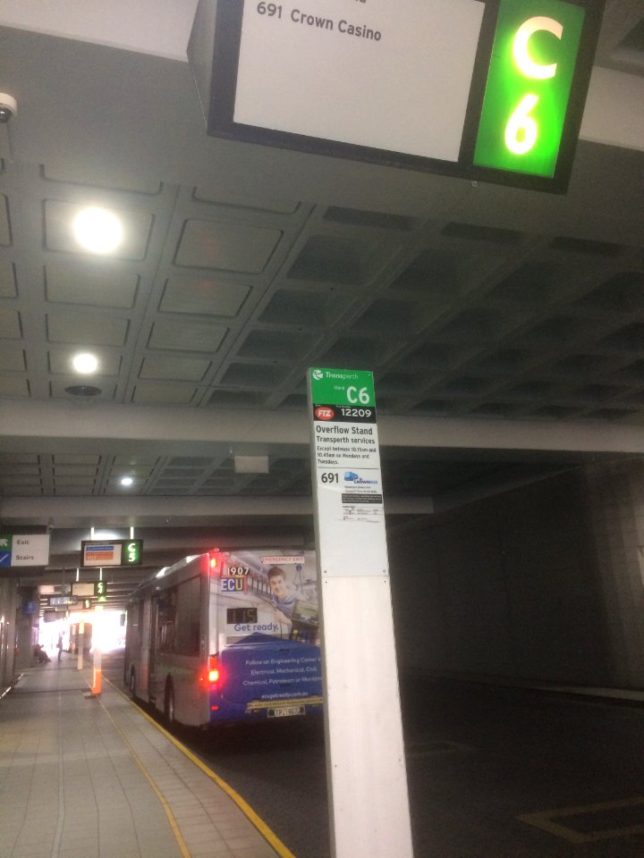 Stand C6 at Elizabeth Quay Bus Station, October 2016