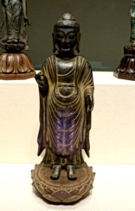 Standing Buddha, Korea, Unified Silla dynasty, 800s AD, bronze - Tokyo National Museum - Tokyo, Japan - DSC08256