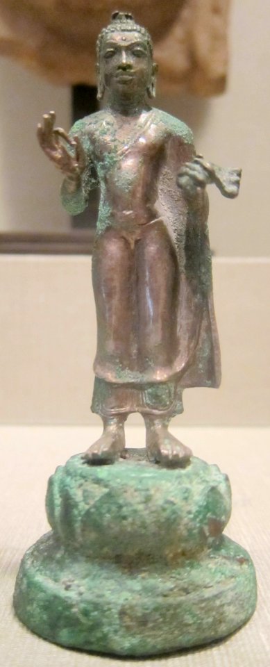 Standing Buddha, Indonesia, Borneo, Sambas region, 8th-9th century, silver, HAA