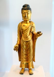 Standing Buddha with Right Hand Lowered and Left Hand Raised, Korea, Unified Silla dynasty, late 7th to early 8th century AD, gilt bronze - Arthur M. Sackler Museum, Harvard University - DSC00883