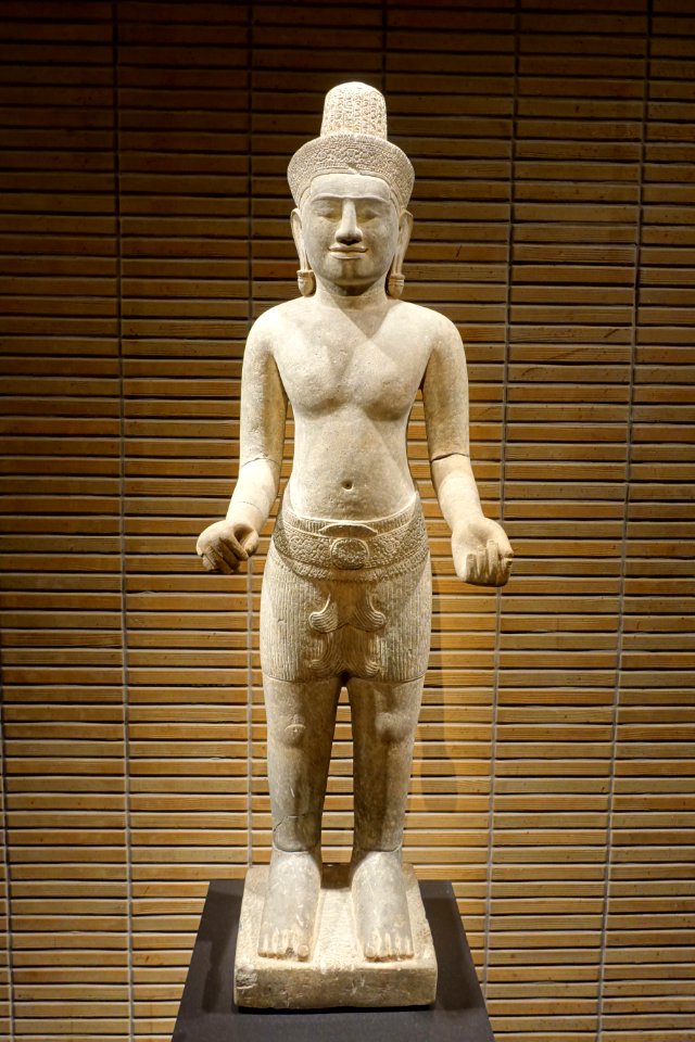 Standing male deity, Ta Keo, Cambodia, Angkor period, 1100s AD, sandstone - Tokyo National Museum - Tokyo, Japan - DSC08765