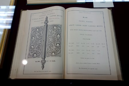 Stanley Works No. 502 Nickel Plated Loose Joint Capped Butts, price list - New Britain Industrial Museum - DSC09829