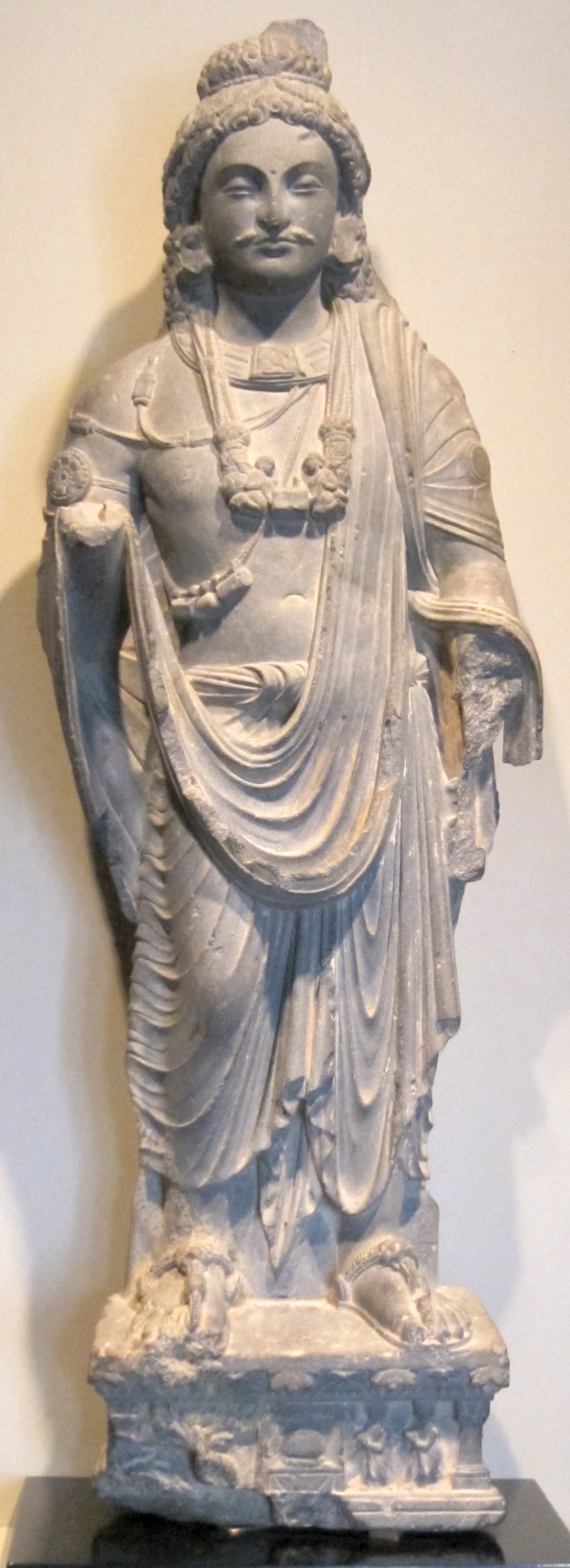 Standing bodhisattva, Pakistan or Afganistan, Gandhara region, 3rd century CE, gray schist, HAA