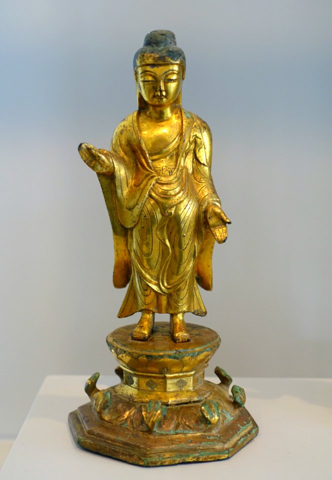 Standing Buddha, probably Shakyanumi, Korea, Unified Silla dynasty, 8th-9th century AD, gilt bronze - Arthur M. Sackler Museum, Harvard University - DSC00873