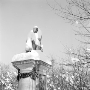 Standbeeld van de chemicus Baron Justus von Liebig in de sneeuw, Bestanddeelnr 254-3745