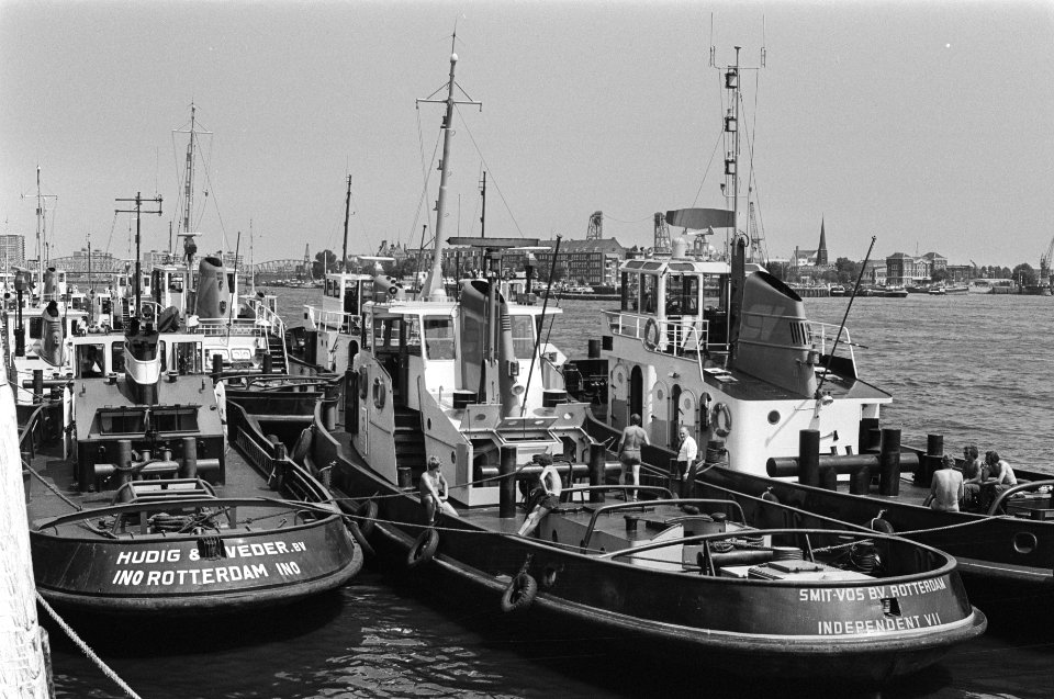 Staking in Roterdamse haven, verlaten sleepboten, Bestanddeelnr 928-6726