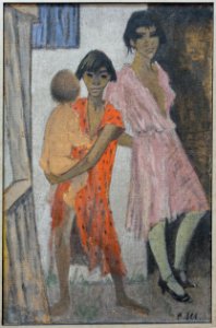Standing Gypsy children by Otto Mueller, c. 1926-1928, distemper on burlap - Germanisches Nationalmuseum - Nuremberg, Germany - DSC02454