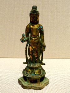 Standing bodhisattva, excavated at Gyeongju, Korea, Unified Silla dynasty, 700s AD, gilt bronze - Tokyo National Museum - Tokyo, Japan - DSC08246