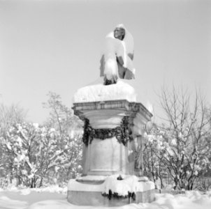 Standbeeld van de chemicus Baron Justus von Liebig in de sneeuw, Bestanddeelnr 254-3744