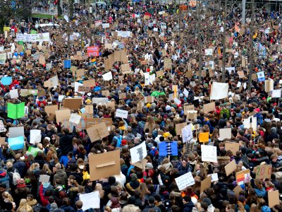 Start of the FridaysForFuture demonstration Berlin 15-03-2019 view from top 23