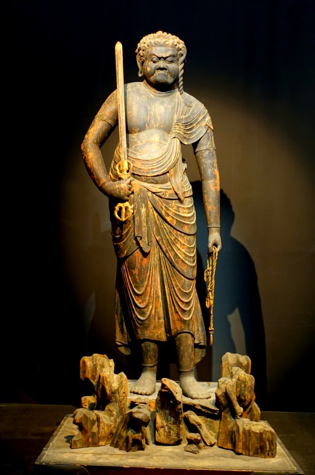 Standing Fudo Myo'o (Acalanatha), Japan, Heian period, 1000s AD, wood, polychromy - Tokyo National Museum - Ueno Park, Tokyo, Japan - DSC08678