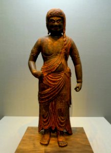 Standing Fudo Myo'o (Acalanatha), Japan, Heian period, 1000s AD, wood, polychromy, cut gold leaf - Tokyo National Museum - Ueno Park, Tokyo, Japan - DSC08656