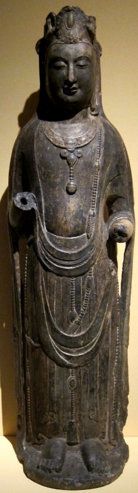 Standing Bodhisattva, limestone and pigment, Xiangtangshan, Virginia Museum of Fine Arts