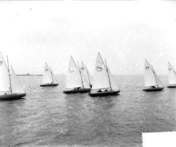 Start Sneekweek 1955, deelnemers in actie 16 m2 klasse, Bestanddeelnr 907-2770