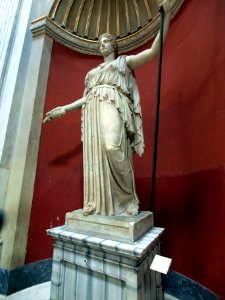 Statue of a female with staff in the vatican museum, MVNIFICENTIA PII SEXTI