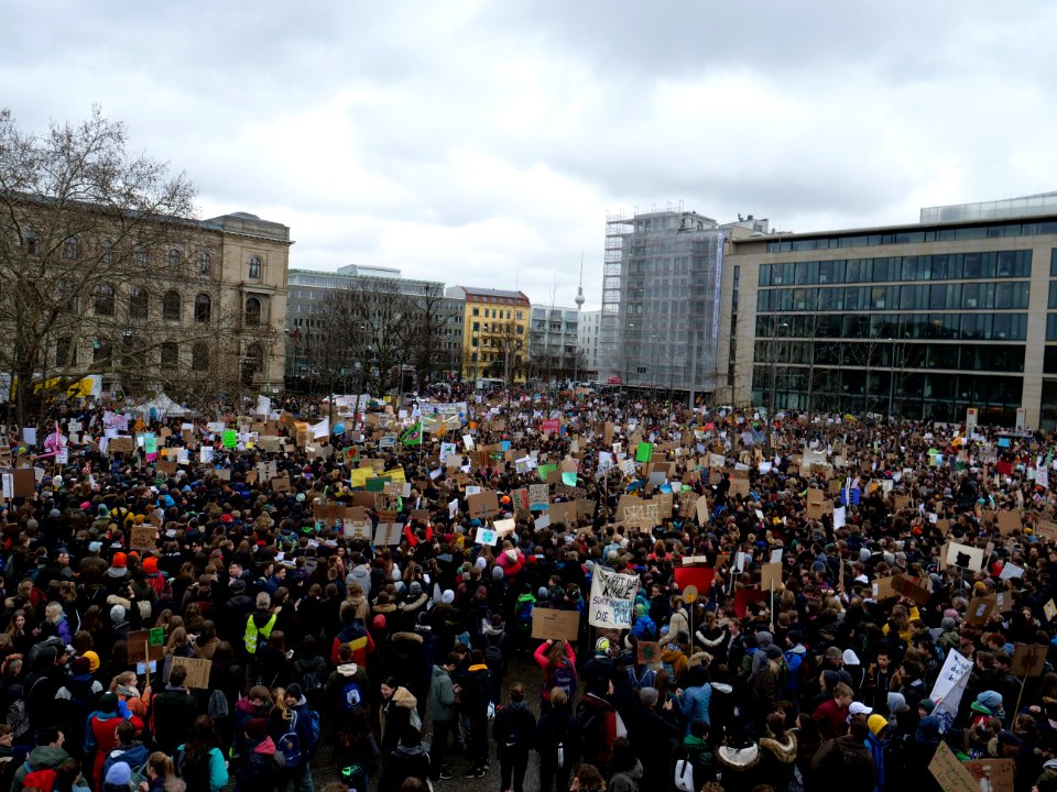 Start of the FridaysForFuture demonstration Berlin 15-03-2019 view from top 02