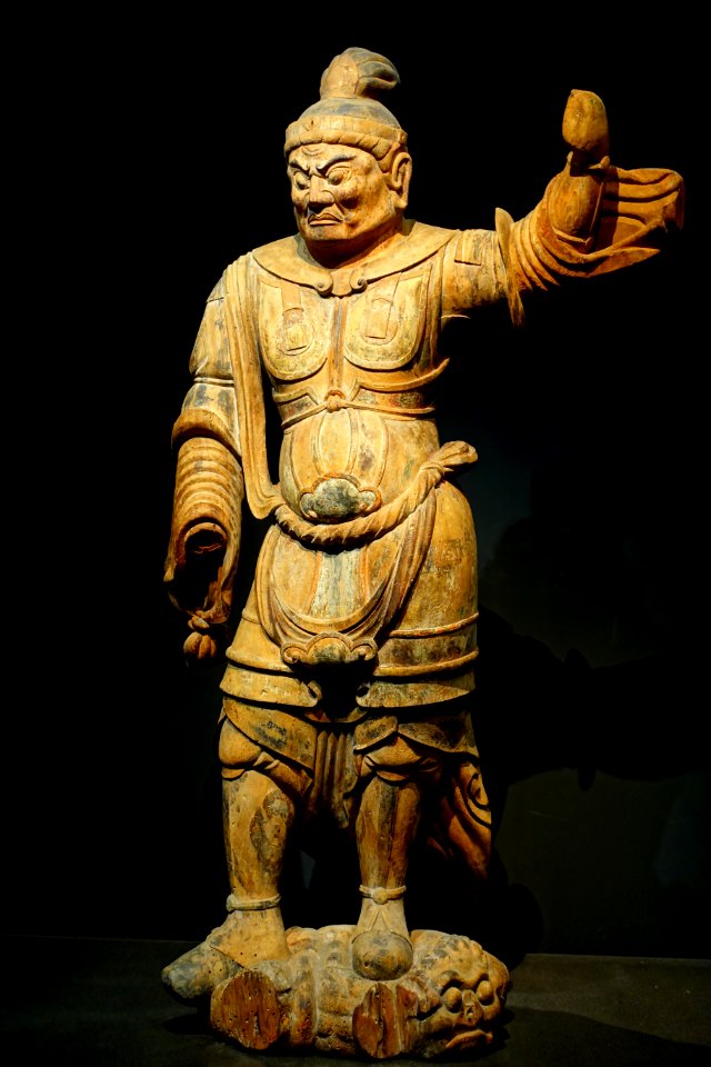 Standing Ten'no (Deva King), Omiya Jinja, Kameoka-shi, Kyoto, Japan, Heian period, 900s-1000s AD, wood, polychromy - Tokyo National Museum - Ueno Park, Tokyo, Japan - DSC08664