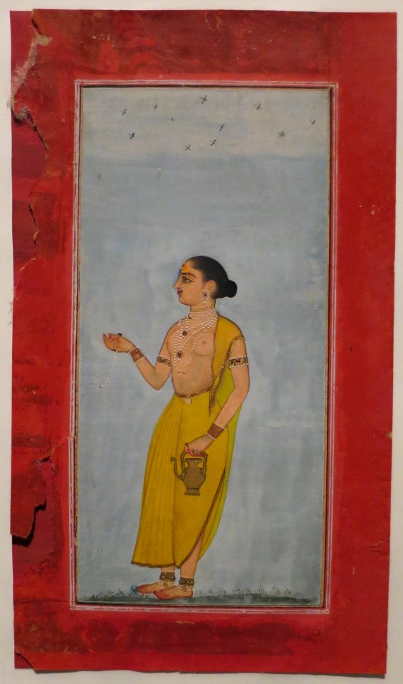 Standing Nun Holding Pitcher and Rosary, Bikaner school watercolor, Tokyo National Museum