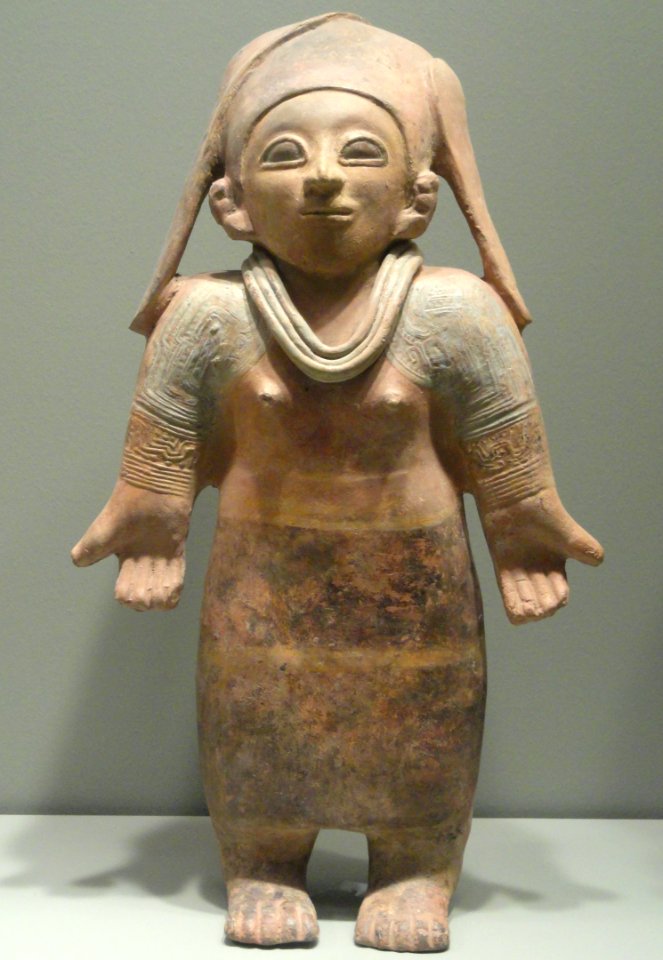 Standing Female Figure, 400 BC - 500 AD, Jama Coaque style, Chone sub-style, Ecuador, earthenware with various pigments - Gardiner Museum, Toronto - DSC01204