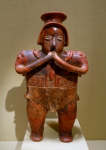 Standing figure, Colima, west Mexico, c. 300 BC to 200 AD, ceramic, polychrome slip - Portland Art Museum - Portland, Oregon - DSC09199