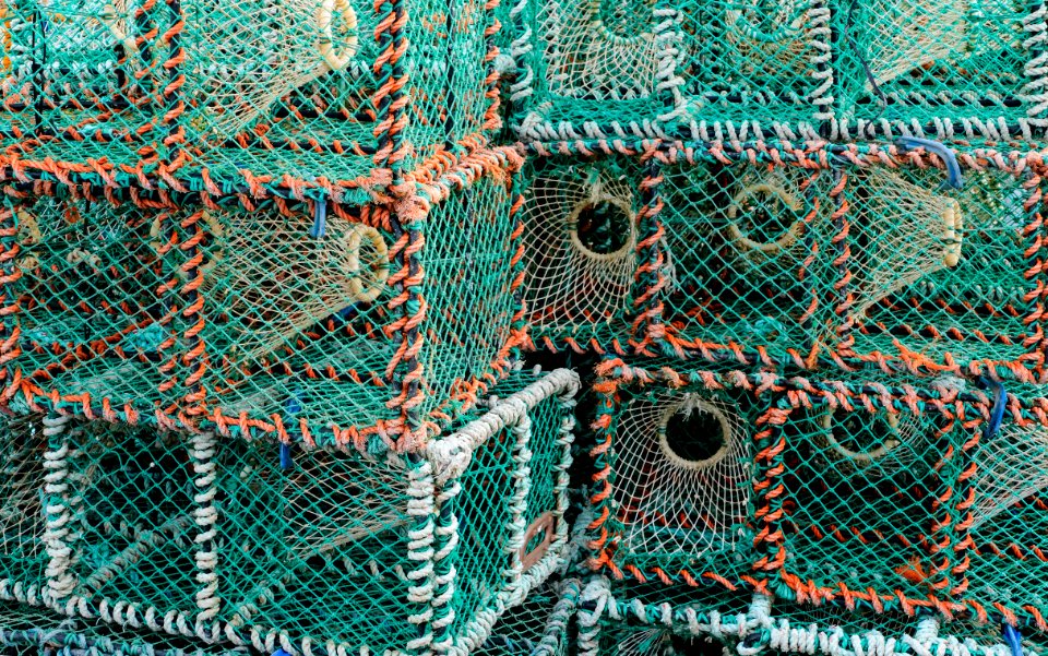Stacks of lobster traps in Norra Grundsund 8